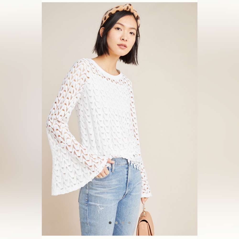 Anthropologie lacy bell sleeved top